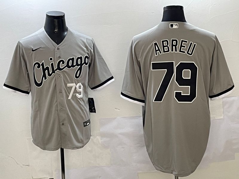 Men Chicago White Sox #79 Abreu Grey Game 2025 Nike MLB Jersey style 2